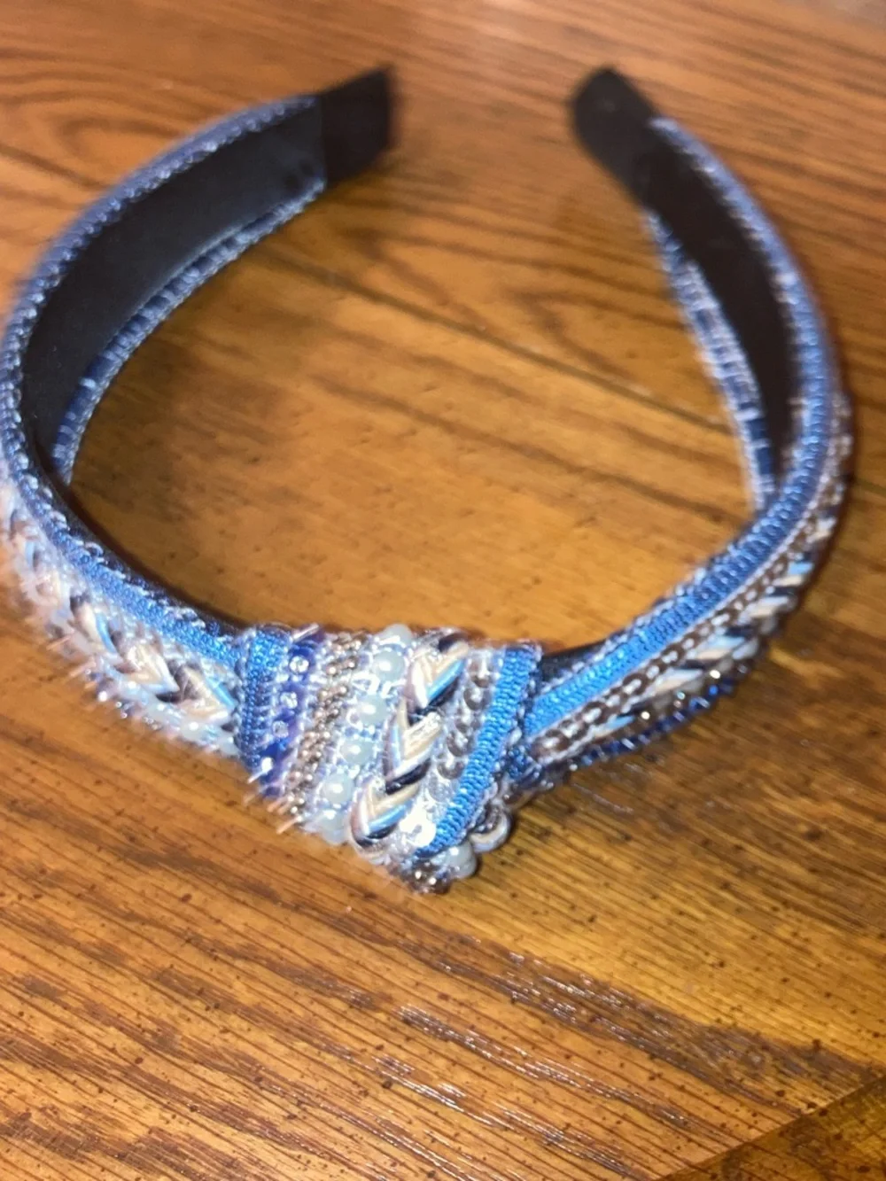 Top Knot Embellished Headband - Blue/tan and more -